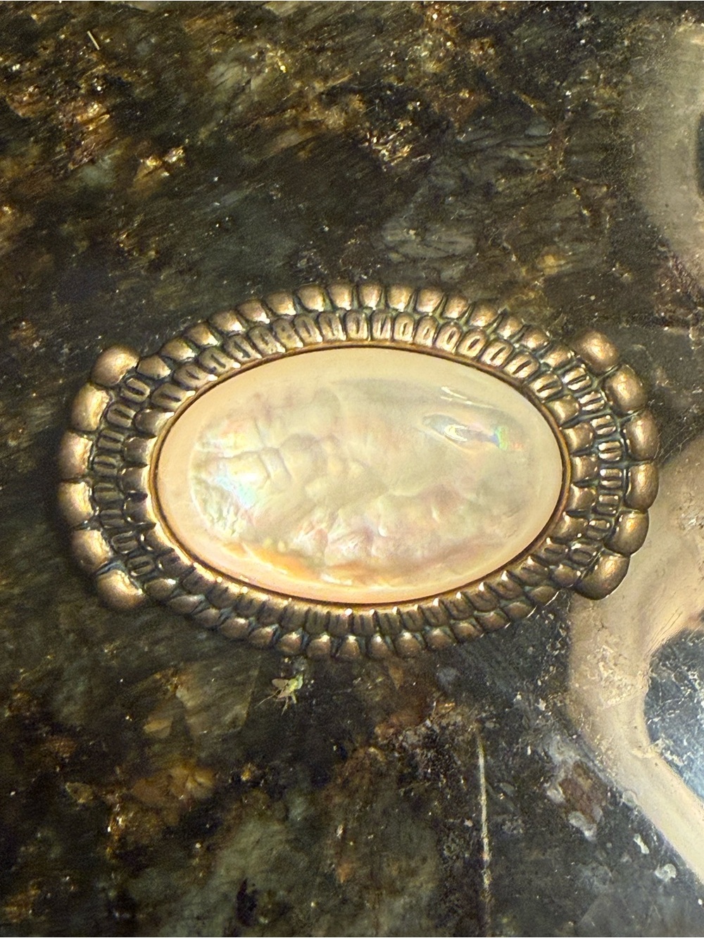 Gorgeous vintage Carolyn Pollack Mother of Pearl Oval 925 Brooch